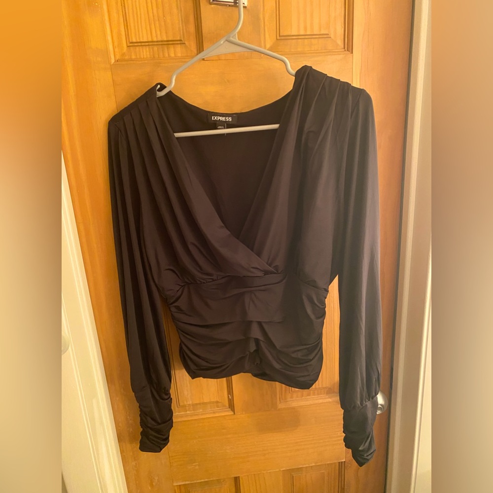 Express silky cropped blouse